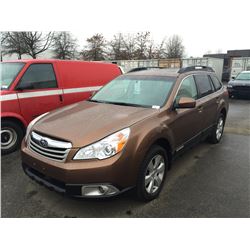 2011 SUBARU OUTBACK, 4 DOOR, BROWN, VIN # 4S4BRGKC5B3377323