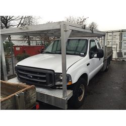 2003 FORD F-250 XL SUPER DUTY, 2 DOOR FLATDECK, WHITE, VIN # 1FTNX20L03EC64186