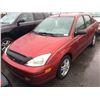 Image 1 : 2001 FORD FOCUS ZTS, 4 DOOR SEDAN, RED, VIN # 1FAFP343X1W366161