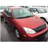 Image 2 : 2001 FORD FOCUS ZTS, 4 DOOR SEDAN, RED, VIN # 1FAFP343X1W366161