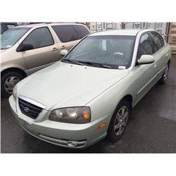 2004 HYUNDAI ELANTRA VE, 4 DOOR SEDAN, GREEN, VIN # KMHDN45D04U867625