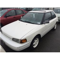 1991 MAZDA 323, 2 DOOR HATCHBACK, WHITE, VIN # JM1BG2318M0266411