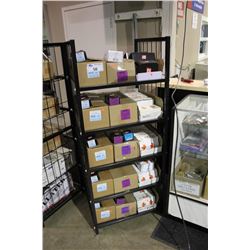 5 SHELVES OF ASSORTED ANCHORS & HARDWARE ( SHELF NOT INCLUDED )