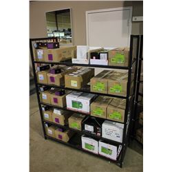 5 SHELVES OF ASSORTED ANCHORS & HARDWARE ( SHELF NOT INCLUDED )