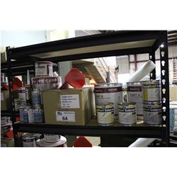 SHELF OF VARIOUS ROOFING, DECK, LUBRICANT & REPAIR PRODUCTS