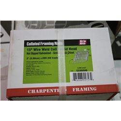 PALLET OF GRIP RITE 15 DEGREE WIRE WELD COIL ROUND HEAD COLLATED FRAMING NAILS (28 BOXES)