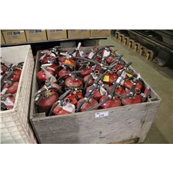 BIN OF ASSORTED FIRE EXTINGUISHERS