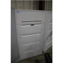 CREAM 5 DRAWER LATERAL FILE CABINET