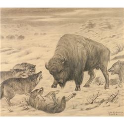 Robert Lindneux | 1871 - 1970 | Buffalo & Wolves