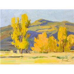 Walter Gonske | b. 1942 NAWA | Late Afternoon Light On Taos Pueblo Land