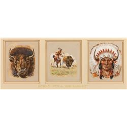 Byron Wolfe | 1904 - 1973 CAA | Horns for a War Bonnet (set of 3 images)
