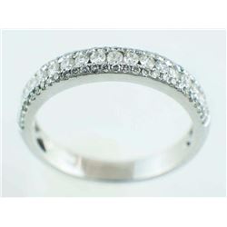0.55ct Channel Pavé Diamond 14K White Gold Semi-Dome Wedding Band Ring Size 6.5