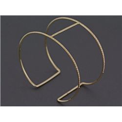 14K Yellow Gold 0.21ct Pavé Diamonds H-Bar Double Skinny Cuff Bracelet - 7"