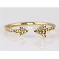 0.10ct Pavé Diamonds in 14K Yellow Gold Double Arrow Cuff Ring - Size 7