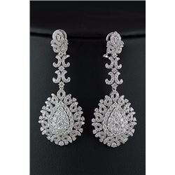 4.80 ctw Diamond Earring Pear Shape Design Pendant  F, SI2-I1 18K White Gold