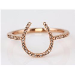 0.15ct Round Pavé Diamond in 14K Rose Gold Horseshoe Statemet Ring - Size 7