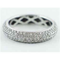 1.15ct Pavé Diamond 14K White Gold Dome Eternity Wedding Band Ring - Size 6