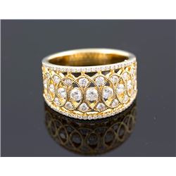 1.05 ctw Pave Channel Set Diamonds Filigree Ring 14K Yellow Gold  6.56g|**Size:6.5