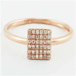 14K Rose Gold 0.11ct Micro Pave Diamond Mini Square Band Ring - Size 7