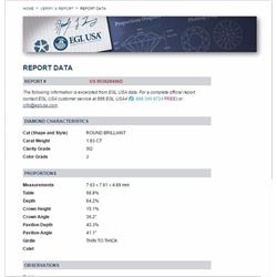 1.83 ct EGL Round Brilliant J, SI2  Solitaire Ring 18K Yellow Gold RingSize 6.5