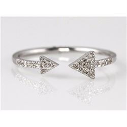 0.10ct Pavé Diamonds in 14K White Gold Double Arrow Cuff Ring - Size 7