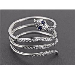 0.36ct Round Diamond in 14K White Gold Snake Wrap Statement Ring - Size 7