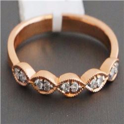 14K Rose Gold 0.09ct Round Diamond G-Color Stackable Marquise Band Ring- Size