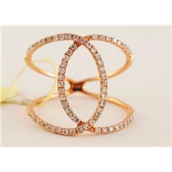 14K Rose Gold 0.42ct Round Diamonds Overlap Cuff Motiff Ring - 6 Resizable