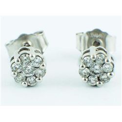 14K White Gold Channel Invisible Set 0.50ct Diamond Flower Stud Earrings - 5mm