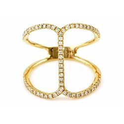 0.40ct Pavé Round Diamonds in 14K Yellow Gold Bar Motiff Ring - Size 7