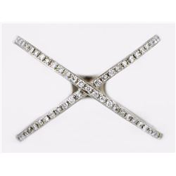 0.16ct Micro Pave Diamonds 14K White Gold Criss-Cross Skinny X Ring - Size 7