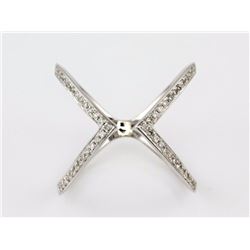 0.22ct Micro Pave Diamond in 14K White Gold Chevron X Cuff Ring - Size 7