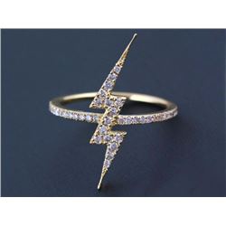 0.36ct Micro Pavé Diamonds LIGHTNING BOLT 14K Yellow Gold Ring - Size 7