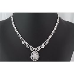 7.60  ctw Ladies Diamond Pear Design Pendant Necklace F, SI2-I1 18K White Gold