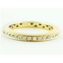 0.23ct Channel Pavé F-Diamond 14K Yellow Gold Half Band Wedding Ring - Size 6.75