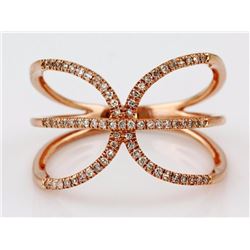0.20ct Pavé Diamonds in 14K Rose Gold Basketball Line Motiff Ring - Size 7