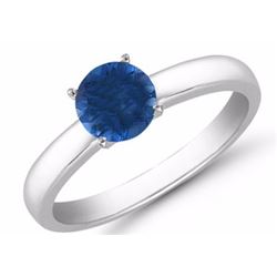 Sapphire 1.60 ct 7mm Classic Solitaire Ring 14K White or Yellow Gold