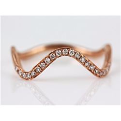 0.13ct Pavé Diamonds in 14K Rose Gold Stackable Wave Band Ring - Size 6.5
