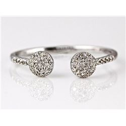0.15ct Pavé Diamonds in 14K White Gold Asymmetric Circle Cuff Ring - Size 7
