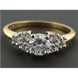 1.42ct G Diamond 14K 2-Tone Gold Solitaire with Accent Engagement Ring - Size 9