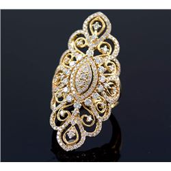 2.27 ctw Channel Diamond  Filigree Ring 14KYellow Gold 9.59g|**Size:6.75
