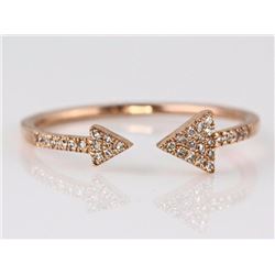 0.10ct Pavé Diamonds in 14K Rose Gold Double Arrow Cuff Ring - Size 7