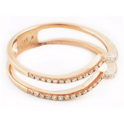14K Rose Gold 0.16ct Micro Pave Diamond Chevron Spike Ring - Size 7