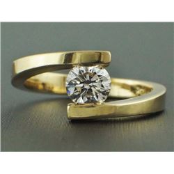 0.58ct Round Diamond 14K Yellow Gold Solitaire Tension Engagement Ring - Size 5
