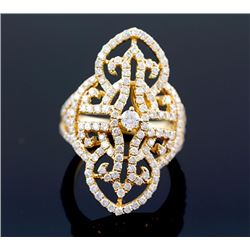 1.88 ctw Channel Diamond  Filigree Ring 14K Yellow Gold  8.08g|**Size:6.5