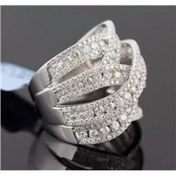 3.38 ctw Pave Set Diamond Overlapping Multi-Band Ring 14KWhite Gold 14.79g|**Size:6.5