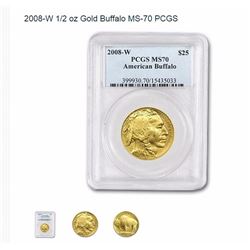 2008-W 1/2 oz Gold Buffalo MS-70 PCGS