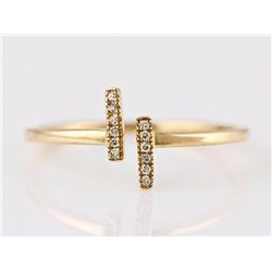0.04ct Pavé Diamonds in 14K Yellow Gold Double Bar T Cuff Ring - Size 7