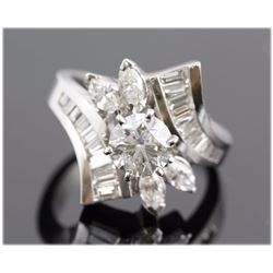 3.18 ctw Diamond Engagement  Ring 14K White Gold H,  SI3  7.0 tgw|**Size:5.5