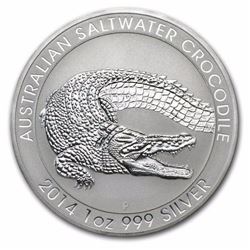 2014 Australia 1 oz Silver Saltwater Crocodile BU